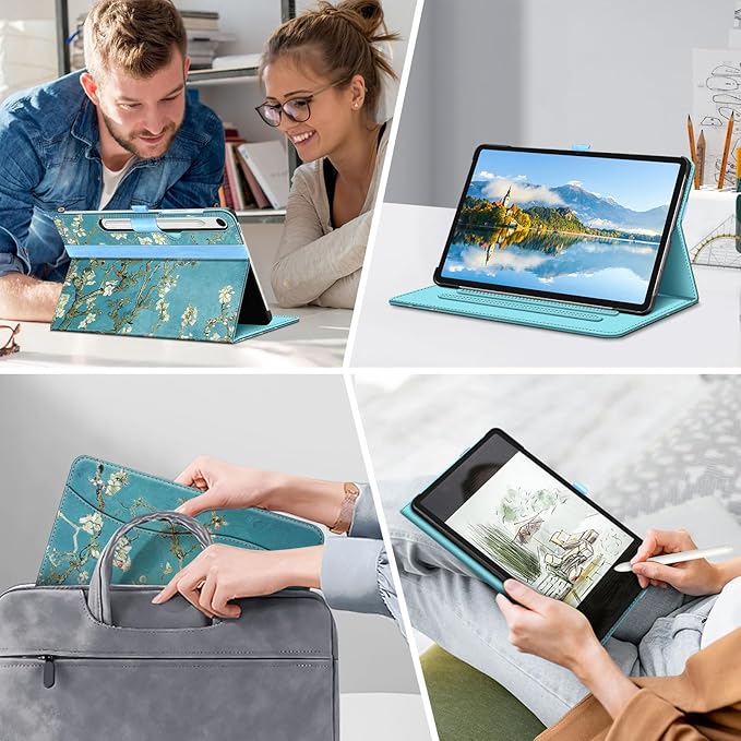 Fintie Case for Samsung Galaxy Tab S10 Lite/ S10 FE/ S9 FE 5G 10.9 Inch/Tab S9 11 Inch with S Pen Holder, Multi-Angle Viewing Protective Cover with Pocket, Auto Sleep/Wake, Blossom