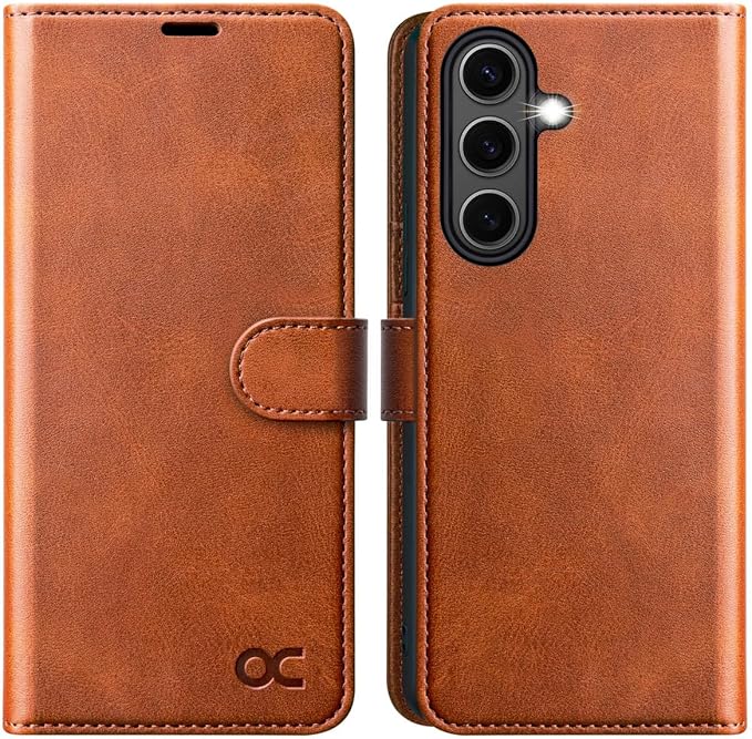 OCASE Compatible with Galaxy S25 Plus Wallet Case, PU Leather Flip Folio Case with Card Holders RFID Blocking Kickstand [Shockproof TPU Inner Shell] Protective Phone Cover 6.7 Inch 2025, Brown