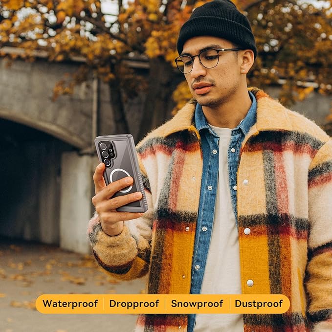 Lanhiem for Samsung Galaxy S24 Ultra Case, IP68 Waterproof Dustproof, Built-in Screen Protector, Rugged Full Body Shockproof Protective Cover for Galaxy S24 Ultra 5G 6.8 Inch, Titanium Gray/Clear