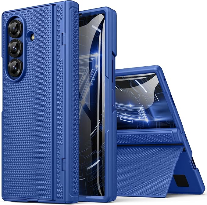 for Samsung Galaxy Z Fold 7 Case with Stand, Front Screen Protector, Hinge Protection, Slim & Rugged, Full Body Hard Cover, Daily Drop Protective Case for Samsung Z Fold 7 5g 2025, Royal Blue