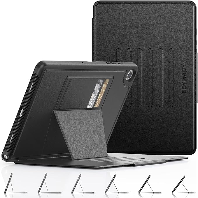 SEYMAC stock Case for Samsung Galaxy Tab A9+ Plus 11'', Auto Sleep/Wake Case with Magnetic Multi-Angles Stand, Card Slot for Galaxy Tab A9+/ A9 Plus 11'' SM-X210/X216/X218, (Black)