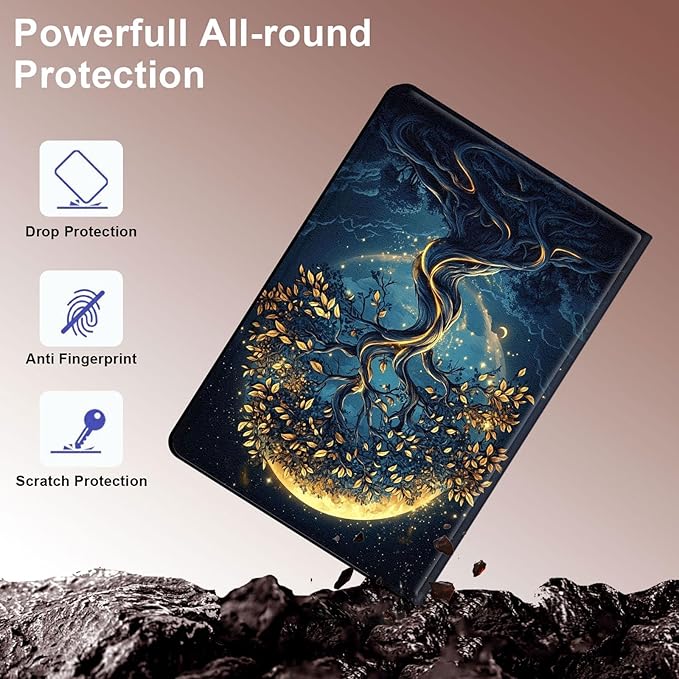 Case for Samsung Galaxy Tab S10 Ultra/Galaxy Tab S9/S8 Ultra 14.6-Inch, Slim PU Leather Stand Cover with Auto Wake/Sleep, Multi-Angle Viewing & Shockproof, Tree of The Universe