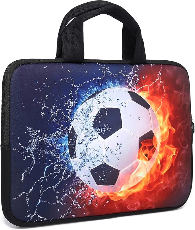 11" 11.6" 12" 12.1" 12.5" inch Laptop Carrying Bag Chromebook Case Notebook Ultrabook Bag Tablet Cover Neoprene Sleeve Fit Apple MacBook Air Samsung Google Acer HP DELL Lenovo Asus(Football Fire)