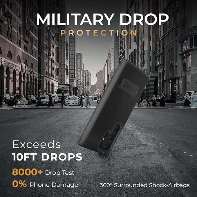 MOTIVE Compatible with Samsung Galaxy s24 Ultra Case with Belt Clip, [10FT Military Grade] with Screen Protector & Camera Lens Protector for s24 Ultra Holster Case 6.8” | Ranger V2 Black