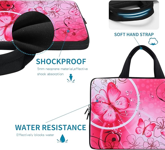 icolor 14 15 15.4 15.6 inch Laptop Handle bag Computer Protect Case Pouch Holder Notebook Sleeve Neoprene Cover Soft Carring Travel Case for Dell Lenovo Toshiba HP Chromebook ASUS Acer Pink ICB-10