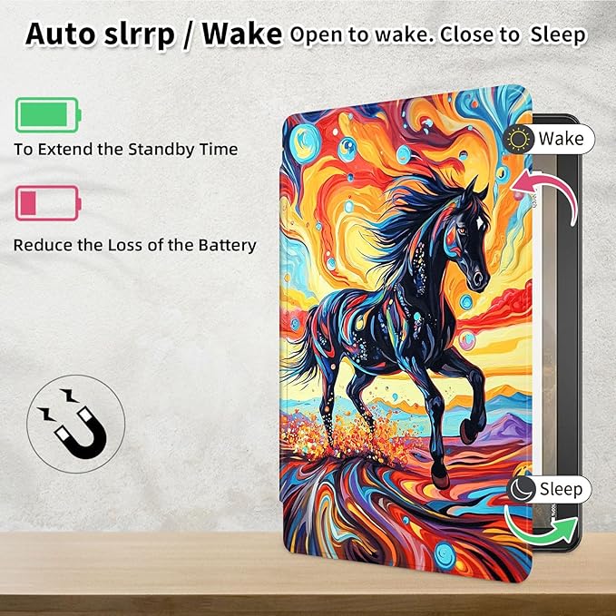 Case for Samsung Galaxy Tab A9+/A9 Plus 11 Inch 2023 Tablet Case, 360 Degree Rotating Folio Stand Smart Cover for Galaxy Tab A9+ Tablet SM-X210/X216/X218, Auto Sleep/Wake, Black Stallion