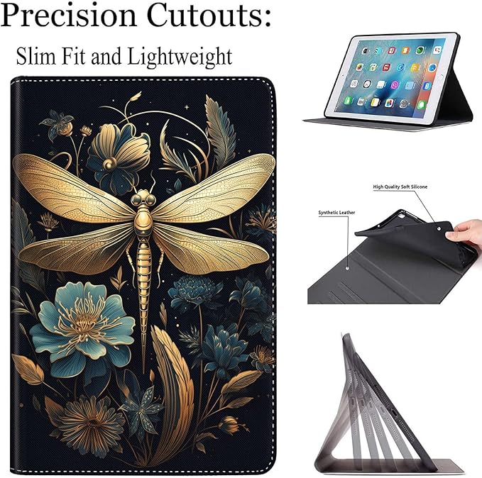 Case for Galaxy Tab A9 Plus ， Auto Sleep/Wake Multi-Angle Viewing Slim Folio Stand Cover for Samsung Galaxy Tab A9+/A9 Plus 11 Inch 2023 (SM-X210/X216/X218), Dragonfly Art
