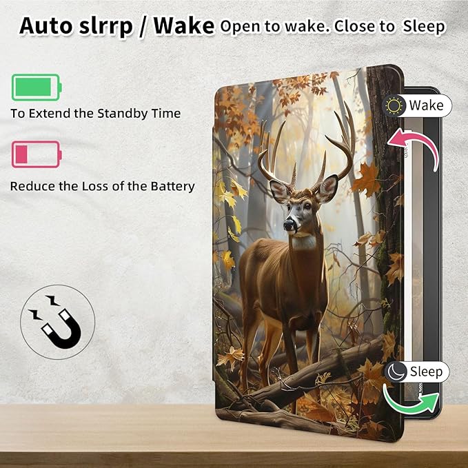 Case for Samsung Galaxy Tab A9+/A9 Plus 11 Inch 2023 Tablet Case, 360 Degree Rotating Folio Stand Smart Cover for Galaxy Tab A9+ Tablet SM-X210/X216/X218, Auto Sleep/Wake, Forest Deer