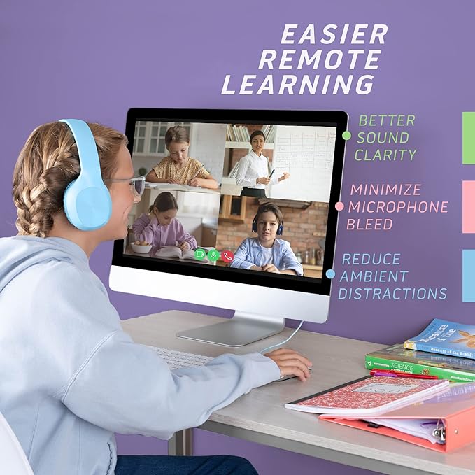 Classroom Headphones-Bulk 10-Pack, Student On Ear Comfy Swivel Earphones for Library, School, Airplane, Kids-for Online Learning and Travel, HQ Stereo Sound 3.5mm Jack (Mixed Colors)