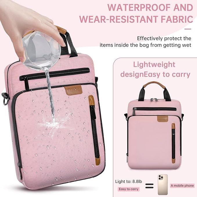 13.3-14 Inch Laptop Sleeve Bag, Padded Carrying Case for MacBook Pro M3/M2 14" /13", MacBook Air 13.6" M3/M2 2024/2022, Surface Pro AI PC/9/8 13",Protective Bag with Accessory Pocket, Pink