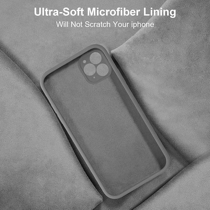 Vooii Compatible with iPhone 11 Pro Max Case, Upgraded Liquid Silicone with [Flat Edges] [Camera Protection] [Soft Anti-Scratch Microfiber Lining] Phone Case for iPhone 11 Pro Max - Dark Grey