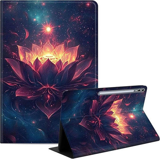 Case for Samsung Galaxy Tab S10 Plus/ S9 FE Plus/ S9 Plus 5G Tablet 12.4'', Slim PU Leather Stand Cover with Auto Wake/Sleep, Multi-Angle Viewing & Shockproof, Lotus