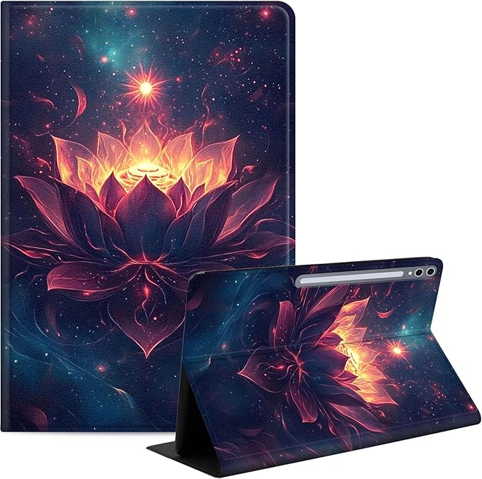 Case for Samsung Galaxy Tab S10 Ultra/Galaxy Tab S9/S8 Ultra 14.6-Inch, Slim PU Leather Stand Cover with Auto Wake/Sleep, Multi-Angle Viewing & Shockproof, Lotus