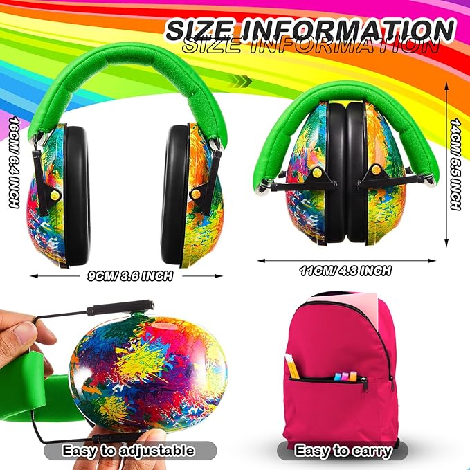 Amylove 6 Pcs Kids Noise Cancelling Headphones 27db Adjustable Earmuffs for Autism Sensory Toddler Children(Bright Colors)