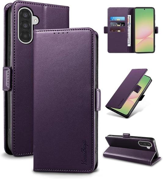 Wallet Flip Case for Samsung Galaxy A56 5G - [RFID Blocking] Luxury PU Leather Card Holder Magnetic Phone Cover with Kickstand,Shockproof Protective Case,Purple