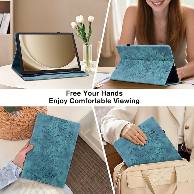 Case for Samsung Galaxy Tab A8 10.5 Inch 2022 Model (SM-X200/X205/X207), Slim PU Leather Folio Cover with Multi-Angle Stand and Pen Holder, Light Green