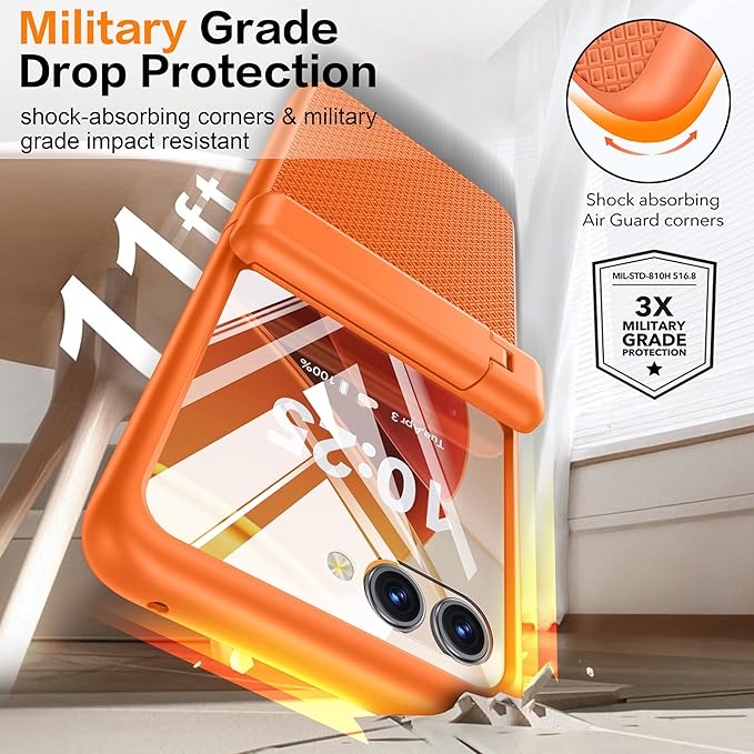 Oterkin Magnetic for Samsung Galaxy Z Flip 7 Case with [Built-in Screen Protector & Hinge Protection][Foldable Invisiable Stand] Military Grade Shockproof Full Body Protection Case for Galaxy Z Flip 7