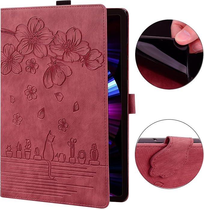 Case for Lenovo Tab M9 9.0 inch 2023 / Nook 9" Lenovo Tablet (2024), PU Leather Magnectic Cover Folio Stand Shell with Pencil Holder for tb310fu case-Red