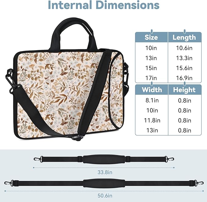 RICHEN 14 15 15.4 15.6 inch Laptop Shoulder Bag Messenger Bag Notebook Handle Sleeve Neoprene Carrying Case with Accessories Pocket (14-15.6 inch, Sicilian Flowers)