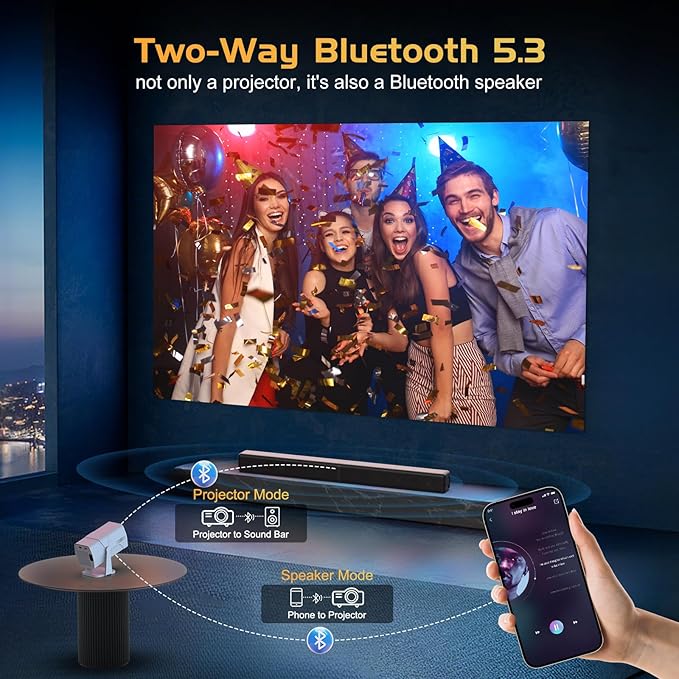 【Netflix Officially Licensed】TMY Projector with Built in Apps, 1080P Movie Projector with WiFi and Bluetooth, Electric Focus & Auto Keystone, 270° Rotatable Outdoor Projector for Phone/PC/HDMI/USB