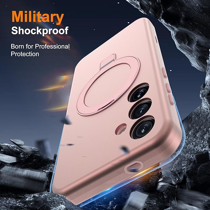 Designed for Samsung Galaxy S25 Plus Case with Magnetic Ring Stand [Compatible with Mag-Safe][Military Grade Drop Protection][Build in Kickstand] S25+ Phone Case 6.7",Rose Gold