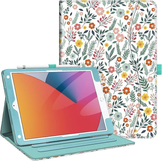 Fintie Case for iPad 9th / 8th / 7th Generation (2021/2020/2019) 10.2 Inch - [Corner Protection] Multi-Angle Viewing Stand Cover with Pocket & Pencil Holder, Auto Sleep Wake, Spring Bloom