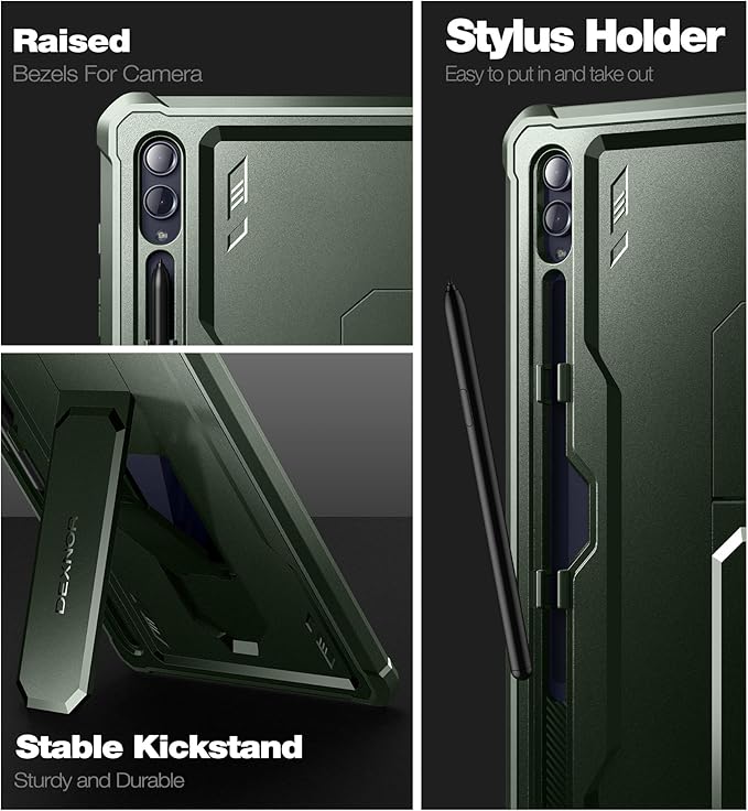 Dexnor Case for Samsung Galaxy Tab S10 Ultra (2024), S9 Ultra(2023), S8 Ultra(2022) 14.6 Inch, [Built in Screen Protector & Kickstand] with Pen Holder Heavy Duty Shockproof Protective Cover - Green