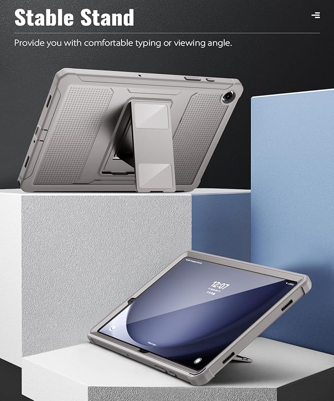 MoKo Case Fit Galaxy Tab A9 Plus 11-Inch 2023 (SM-X210/X216/X218), Shockproof Full Body Rugged Stand Back Cover Built-in Screen Protector Fit Galaxy Tab A9+ 11" 2023, Clay