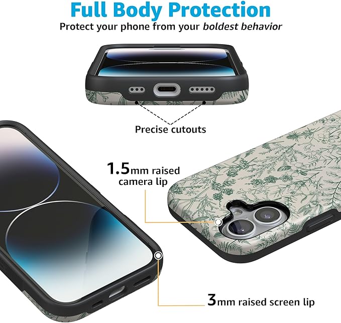 Casely iPhone 17 Case | Sage Garden | Green Floral | Compatible with MagSafe | Bold Protective Design