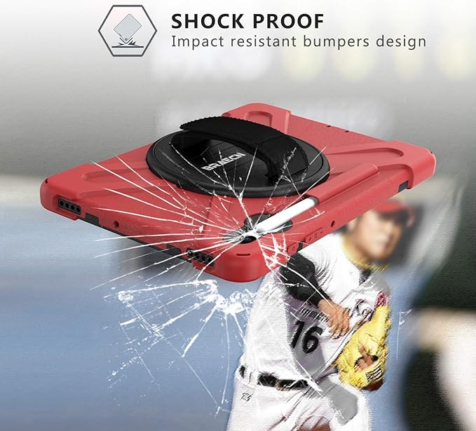 BRAECN for Galaxy Tab S6 Case,[with S Pen Holder] Three Layers Heavy Duty Shockproof Case with Hand Strap,Shoulder Strap,360 Kickstand for Galaxy Tab S6 10.5 Inch 2019(SM-T860/T865/T867)-Red