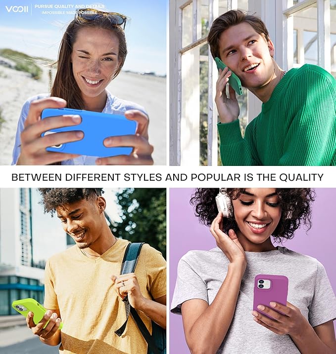 Vooii Compatible with iPhone 12 Case/iPhone 12 Pro Case, Liquid Silicone Upgrade [Soft Anti-Scratch Microfiber Lining] [Shockproof Drop Protection] Phone Case 6.1 inch - Fluorescent Green