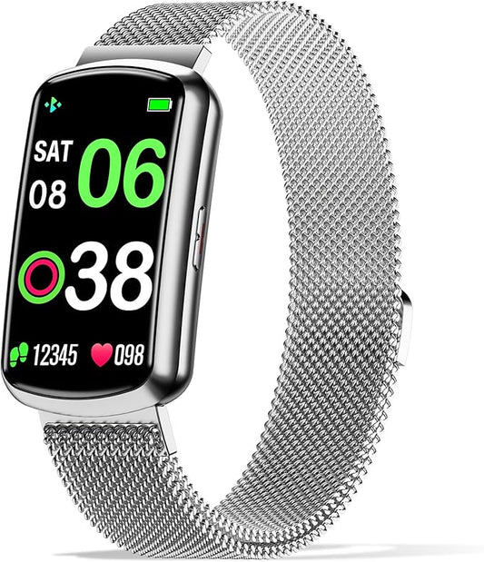 Health Fitness Tracker with 24/7 Heart Rate, Smart Watch with Blood Pressure and Blood Oxygen Monitor, Bulit-in 120+ Sport Mode, Sleep Tracking Waterproof Activity Tracker for Women Men (Silver)