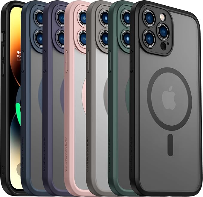 ImpactStrong Magnetic Guard Designed for iPhone 14 Pro Max Case [Camera Protection] [Military Grade Drop Tested] [Compatible with MagSafe] Slim Translucent Matte Phone Case (6.7") - Gray