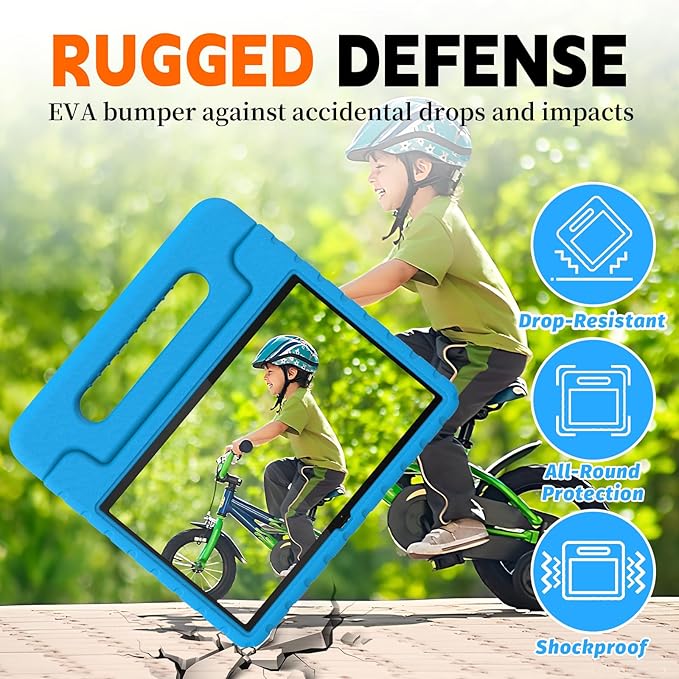 for Lenovo Tab M11 Case with Rotating Handle Stand, New Kids Heavy Duty Shockproof Cover for Lenovo Tab M11/Tab K11 LTE 11" 2024, Blue