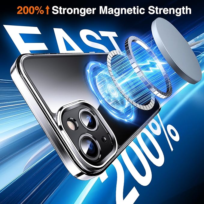 360° O-Ring MagStander for iPhone 13 Case, iPhone 14 Case with Magnetic Stand Ring Holder [Compatible with MagSafe][15FT Military Shockproof] Kickstand iPhone 13/14 Phone Cover Clear
