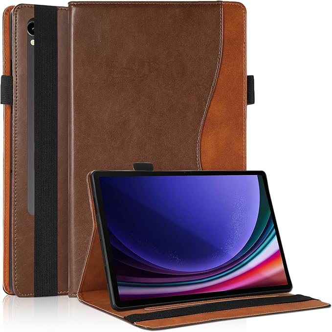 Case for Samsung Galaxy Tab S9 FE 5G 10.9 Inch/S9 11 Inch Case 2023/Tab S8 2022/Tab S7 2020 11 inch, Business PU Leather Cover with Card Slot Pen Holder Multi-Angle Stand- Brown