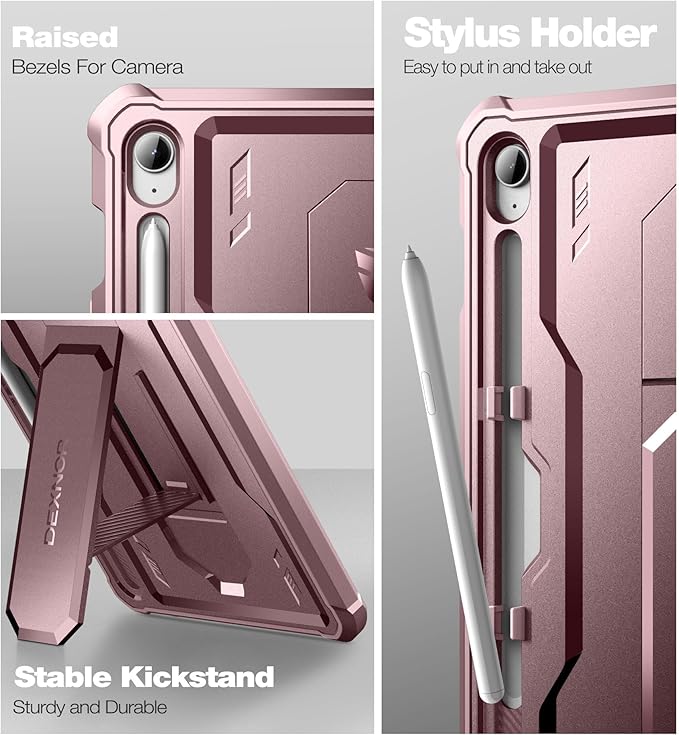 Dexnor Case for Samsung Galaxy Tab S10 Lite /S10 FE/S9 FE 10.9 Inch(2025/2023), [Built in Screen Protector & Kickstand] with Pen Holder Heavy Duty Full Body Cover for S9 FE 5G Tablet Case -Pink