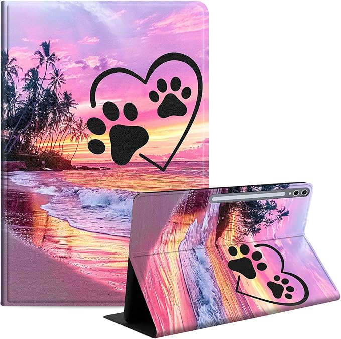 Case for Samsung Galaxy Tab S10 Ultra/Galaxy Tab S9/S8 Ultra 14.6-Inch, Slim PU Leather Stand Cover with Auto Wake/Sleep, Multi-Angle Viewing & Shockproof, Pink Seascape