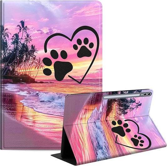 Case for Samsung Galaxy Tab S10 Ultra/Galaxy Tab S9/S8 Ultra 14.6-Inch, Slim PU Leather Stand Cover with Auto Wake/Sleep, Multi-Angle Viewing & Shockproof, Pink Seascape