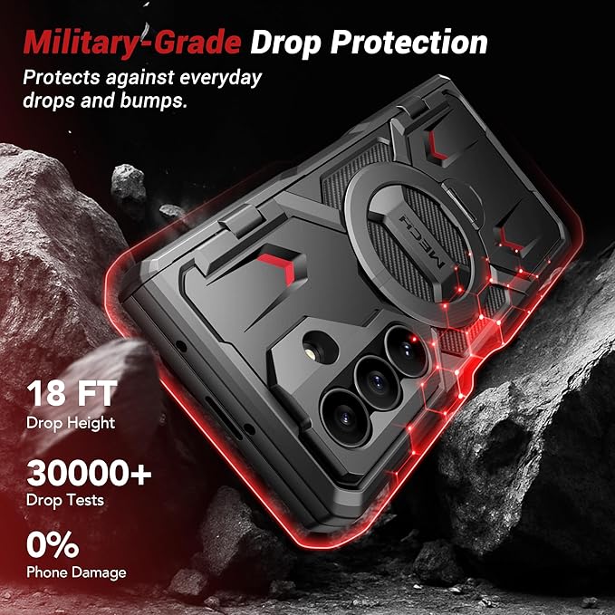 TONGATE 360° Spin Magnetic Stand for Z Fold 7 Case with Privacy Screen Protector, [Compatible with Magsafe] [Anti Spy] [360° Ring Holder]Full-Body Shockproof Case for Samsung Galaxy Z Fold 7, TiBlack