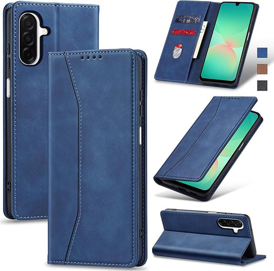 Jasonyu Flip Wallet Case for Samsung Galaxy A26 5G,Leather Magnetic Folio Cover with Card Holder,Kickstand - TPU Shockproof Durable Protective Phone Case,Blue