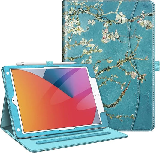 Fintie Case for iPad 9th / 8th / 7th Generation (2021/2020/2019) 10.2 Inch - [Corner Protection] Multi-Angle Viewing Stand Cover with Pocket & Pencil Holder, Auto Sleep Wake, Blossom