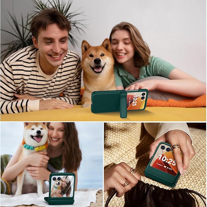 Oterkin Magnetic for Samsung Galaxy Z Flip 7 Case with [Built-in Screen Protector & Hinge Protection][Foldable Invisiable Stand] Military Grade Shockproof Full Body Protection Case for Galaxy Z Flip 7