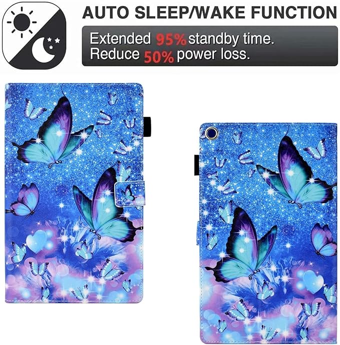 Case for Samsung Galaxy Tab A9+/A9 Plus 11 inch 2023 2024(SM-X210/X216/X218),PU Leather Multi Angle Stand Cover Slim Folio Protective Case for Galaxy Tab A9 Plus, Auto Wake/Sleep,Blue Butterfly