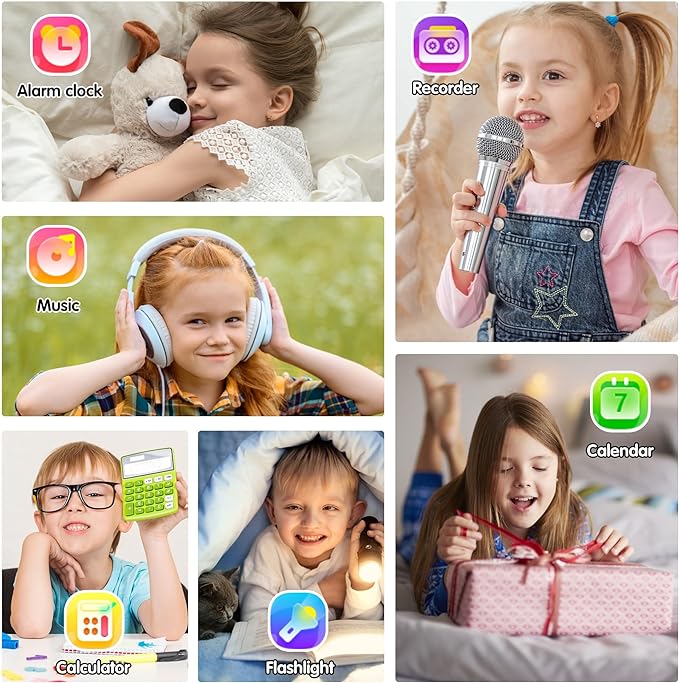 Kids Smart Watch Girls Gifts for Age 5-12, 24 Puzzle Games HD Touch Screen Watches with Video Camera Music Player Pedometer Flashlight 12/24 hr Birthday Gift 6 7 8 Year Old Girl Green