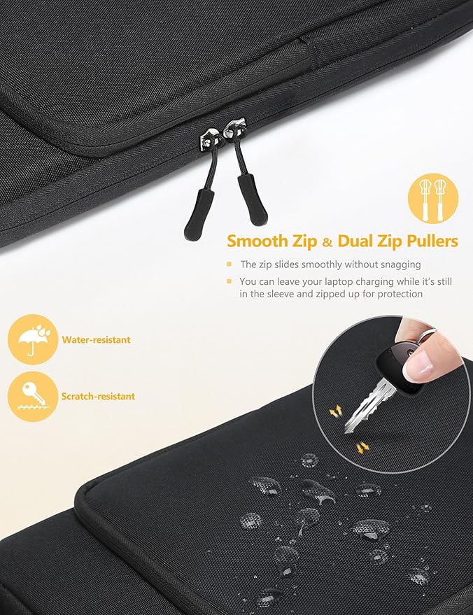 HYZUO 13.3-14 Inch Laptop Bag Sleeve for MacBook Pro 14 M4 M3 M2 M1, MacBook Air/Pro 13.3, 13.8"/13.5" Surface Laptop/Book, Notebook Case for 13" Dell Lenovo ThinkPad HP Asus Acer, Black