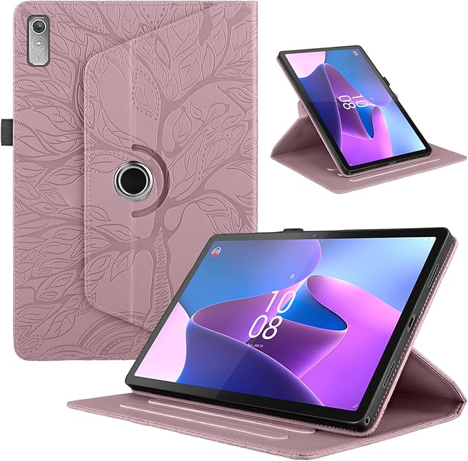 Rotating Case for Lenovo Tab P11 2nd Gen/Xiaoxin Pad Plus 2023 11.5" TB350FU/TB350XU PU Leather Cover Lightweight Flip Stand Shell for Lenovo Tab P11 2nd Gen 11.5 inch Tablet-Rose Gold
