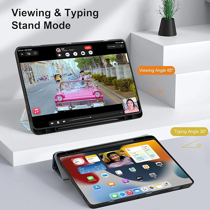 Case for Samsung Galaxy Tab S8 2022 & S7 2020, Shockproof Tablet Case for Samsung Tab S8/S7 11 inch with Auto Sleep/Wake & Trifold Stand & Soft TPU Back Cover, Blue Marble