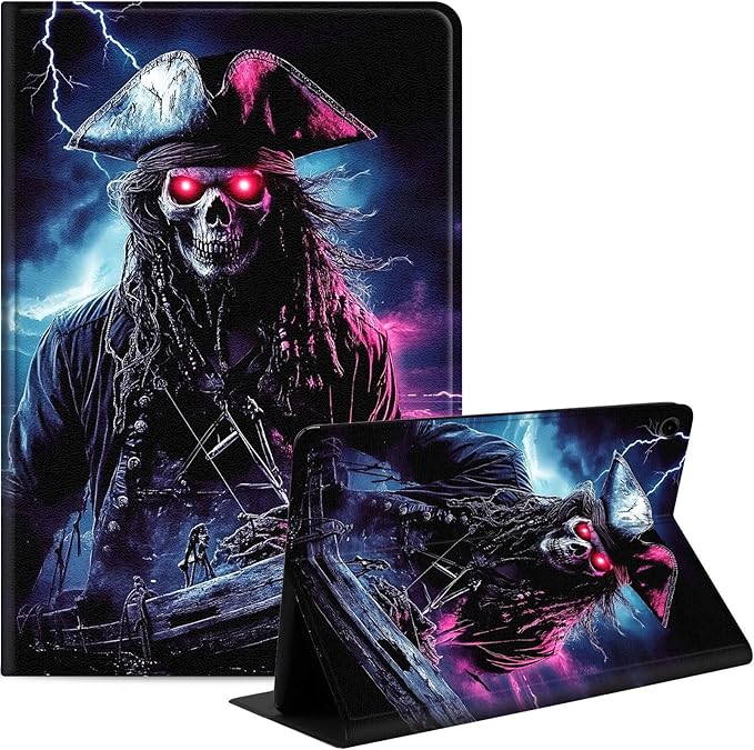 Case for Samsung Galaxy Tab A9 8.7-Inch 2023, Slim PU Leather Stand Cover with Auto Wake/Sleep, Multi-Angle Viewing & Shockproof, Ghostly Pirate 02