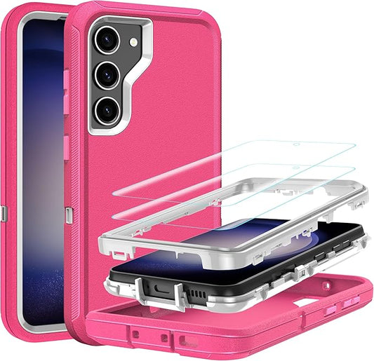 for Samsung Galaxy S23+ Plus Case with [2 Pack] HD Screen Protector, [Military-Grade] Shockproof Dust/Drop Proof 3-Layer Full Body Protection Heavy Duty Case for Galaxy S23 Plus, Pink